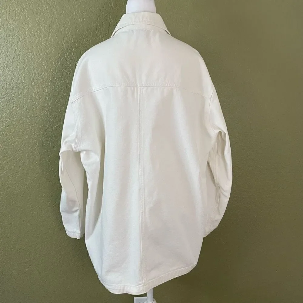 Vintage Armani Exchange Men’s Medium White Button Down Utility Shacket Jacket